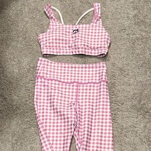Pink Gingham Peloton Set